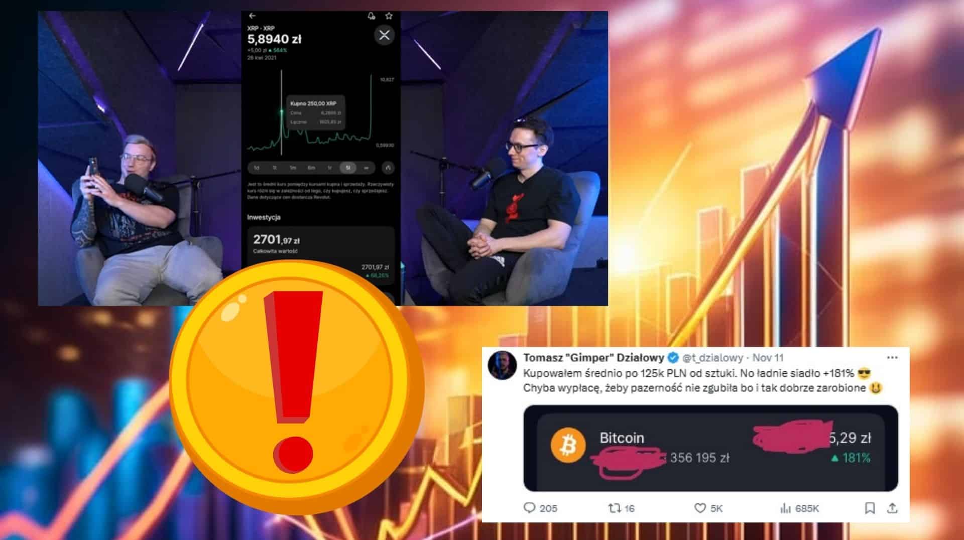 Gimper ujawnił, na które kryptowaluty postawił. „Zrobiłem 180% na plus”