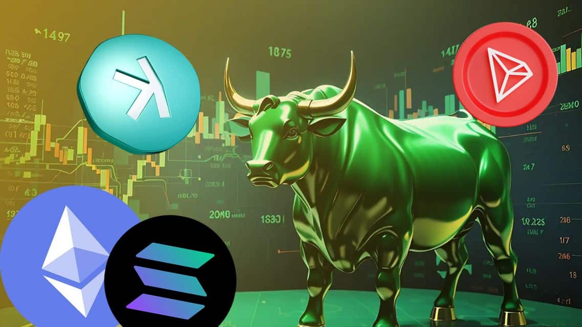 Kaspa i Solana rozpędzają się, podczas gdy Ethereum i Tron oczekują kluczowych ruchów