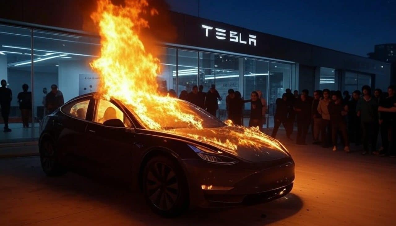 Wściekłe tłumy pod salonami Tesli, protesty i próby podpaleń. Elon, po co Ci to było?