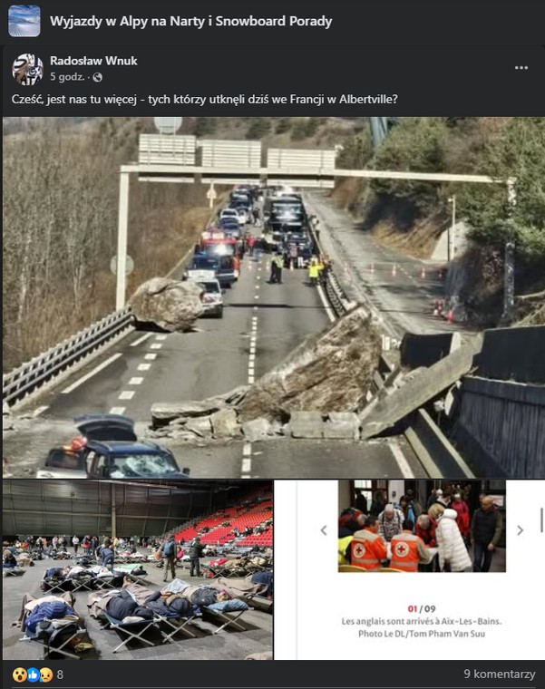 Dramatyczna sytuacja na alpejskich drogach. Ogromne głazy odcięły drogę narciarzom