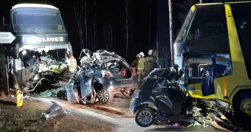 Tragiczny wypadek na Podlasiu. Auto całkowicie zmiażdżone