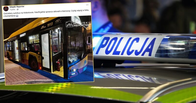 Autobus miejski w Warszawie został ostrzelany. „Bezpośrednio w moją stronę”