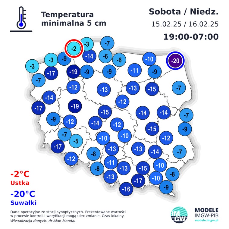 Fala arktycznego zimna osiąga szczyt. Temperatura spadnie do niemal -20 st. C