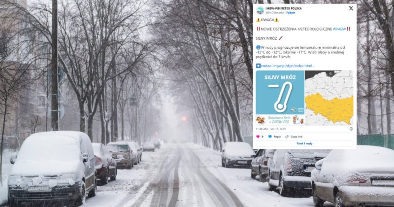 Silny mróz i burze śnieżne. Pojawiły się ostrzeżenia drugiego stopnia