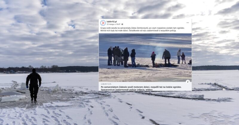 O krok od tragedii. Rozpalili ognisko na zamarzniętym zalewie