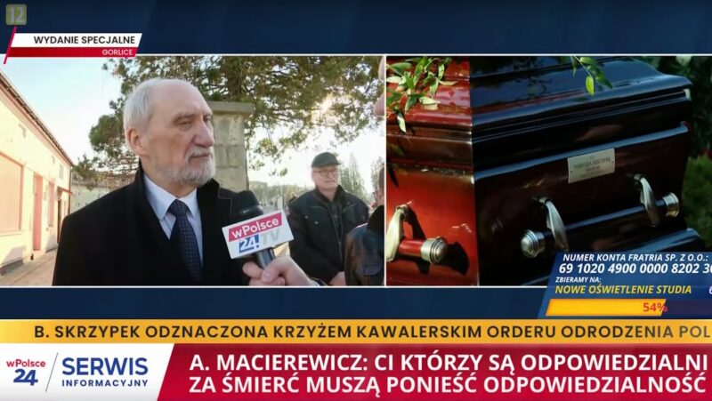 Macierewicz: Chcieli zaszokować i zniszczyć Barbarę Skrzypek