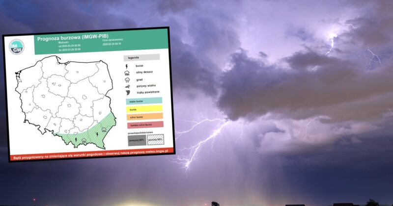 Uwaga na burze w części Polski. IMGW wskazał zagrożony obszar