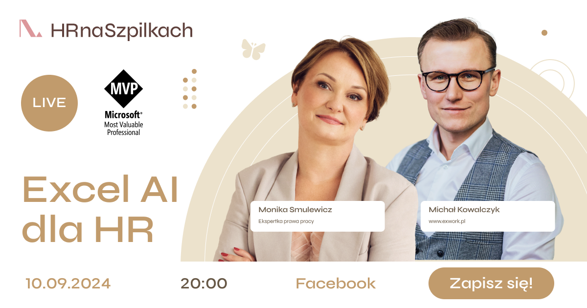 Bezpłatny webinar “Excel AI dla HR” z Michałem Kowalczykiem. Dołącz!