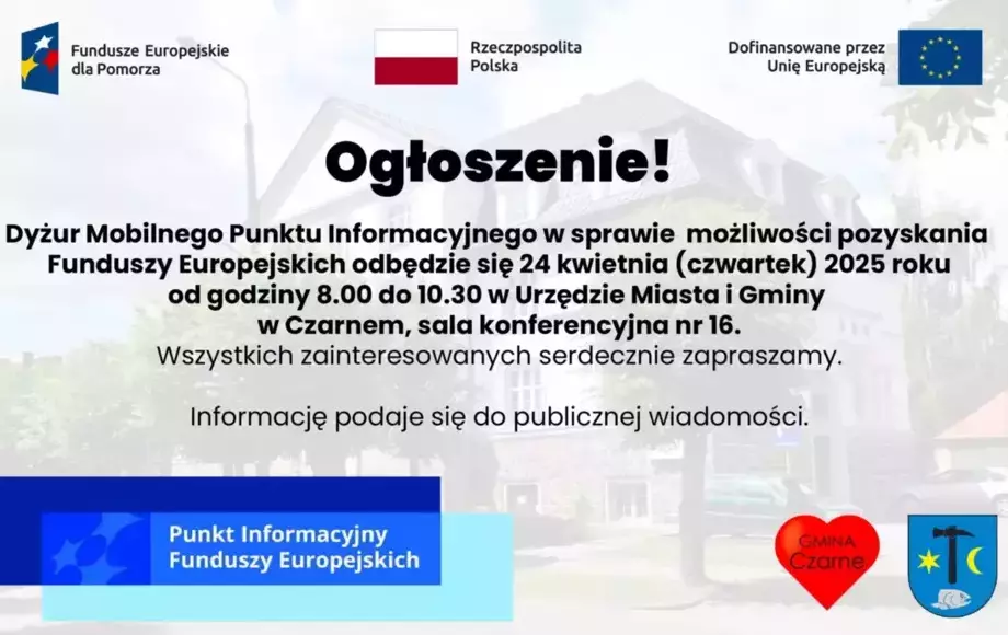 Dyżur Mobilnego Punktu Informacyjnego w sprawie możliwości pozyskania Funduszy Europejskich