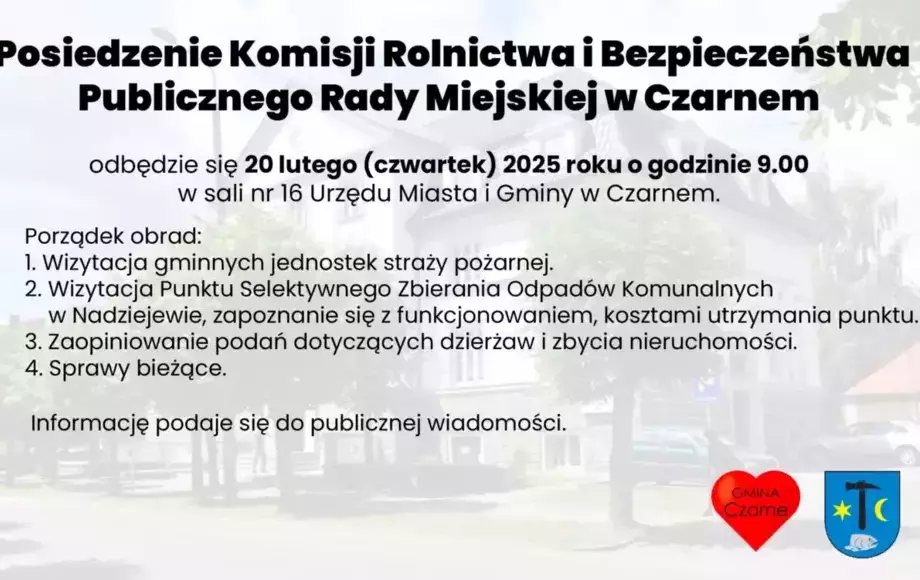 Posiedzenie Komisji Rolnictwa i Bezpieczeństwa Publicznego Rady Miejskiej w Czarnem